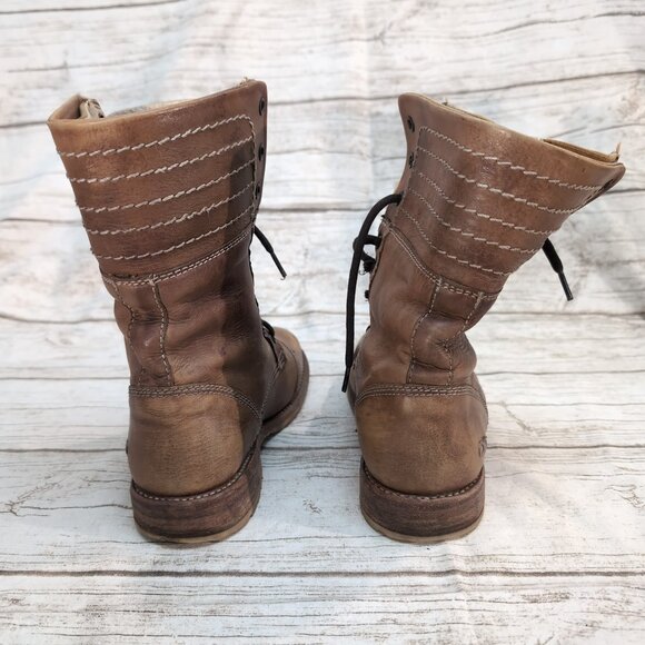 Bed Stu Handmade Leather Combat Boots Brown Goodyear Welt – Men’s 8 - Picture 4 of 12